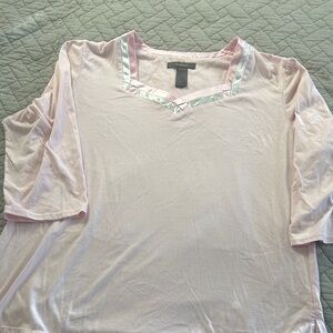 Liz Claiborne Light Pink V-Neck Long Sleeve Tee Sz XL